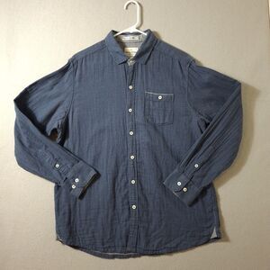 Tommy Bahama Jeans Shirt Mens Large Blue Reverse Cuff Check Long Sleeve Soft